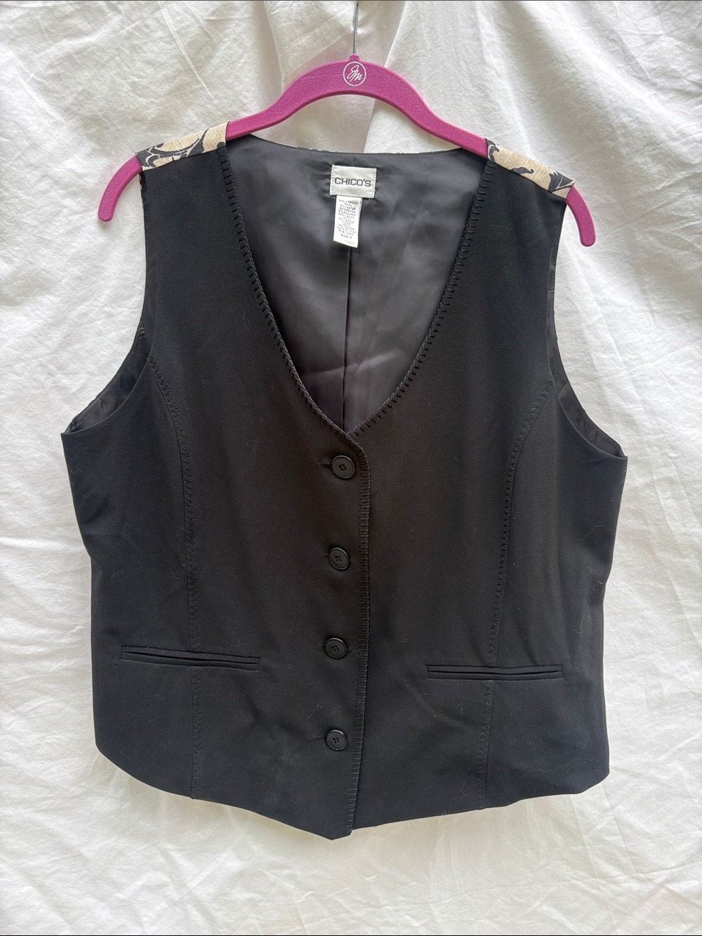 Chico's Black Tailored Button-Front Vest
